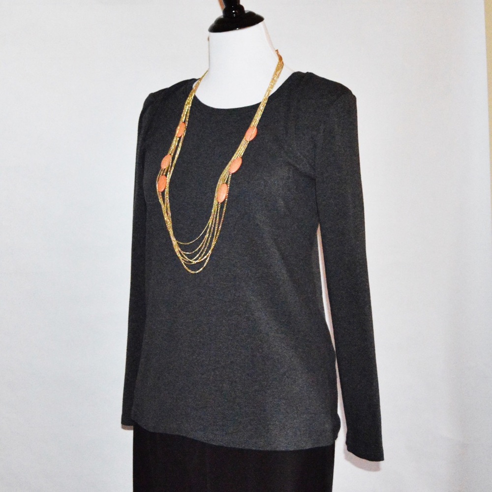 Charcoal Gray Long Sleeve Oh Baby Motherhood Top